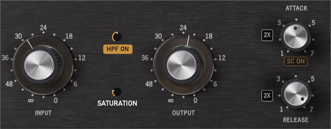 The KA1776 Attack, Release and Output controls