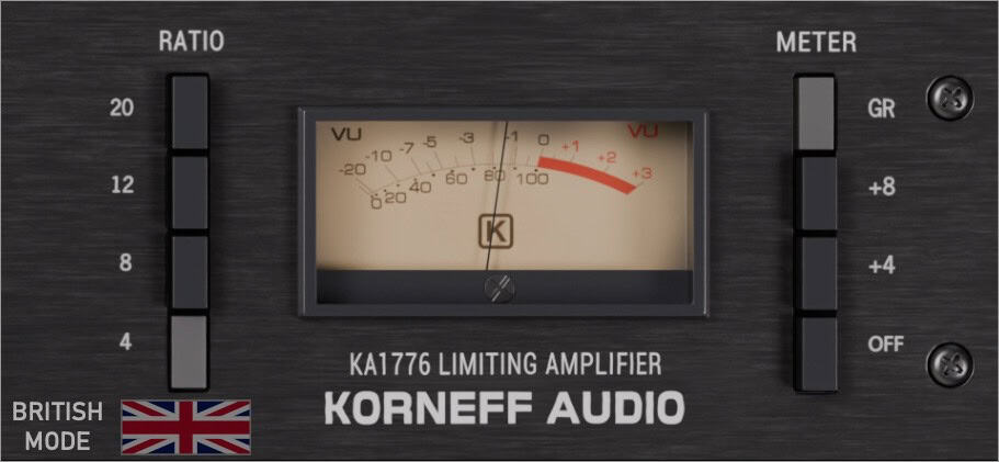 The KA1776 VU meter and ratio buttons