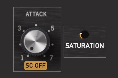 The Attack control switched to OFF, with the saturation control beside it
