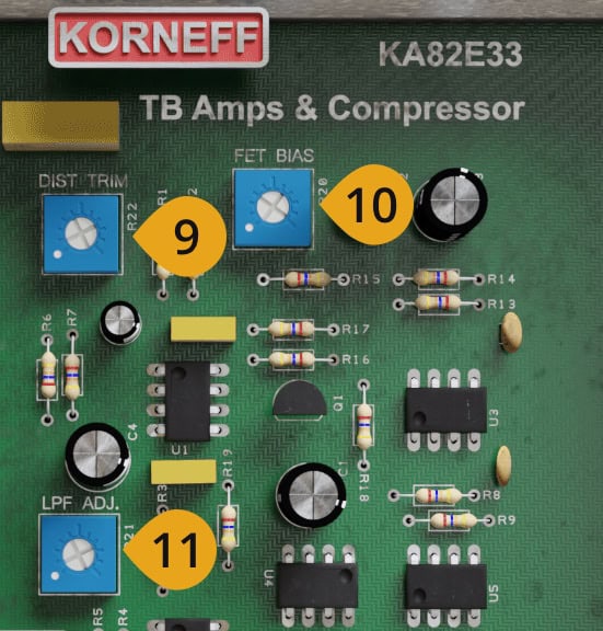 Back panel circuit board with numbered trim controls