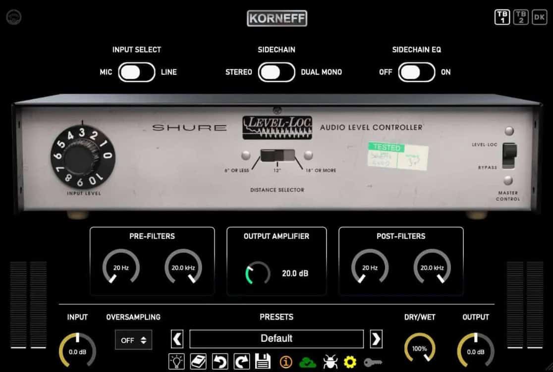 The Shure Level-Loc front panel