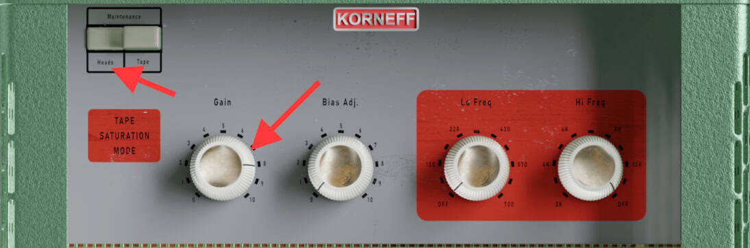 Echoleffe gain settings for tape saturation