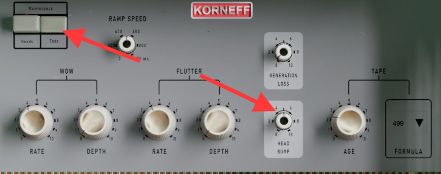 Echoleffe gain settings for tape textures